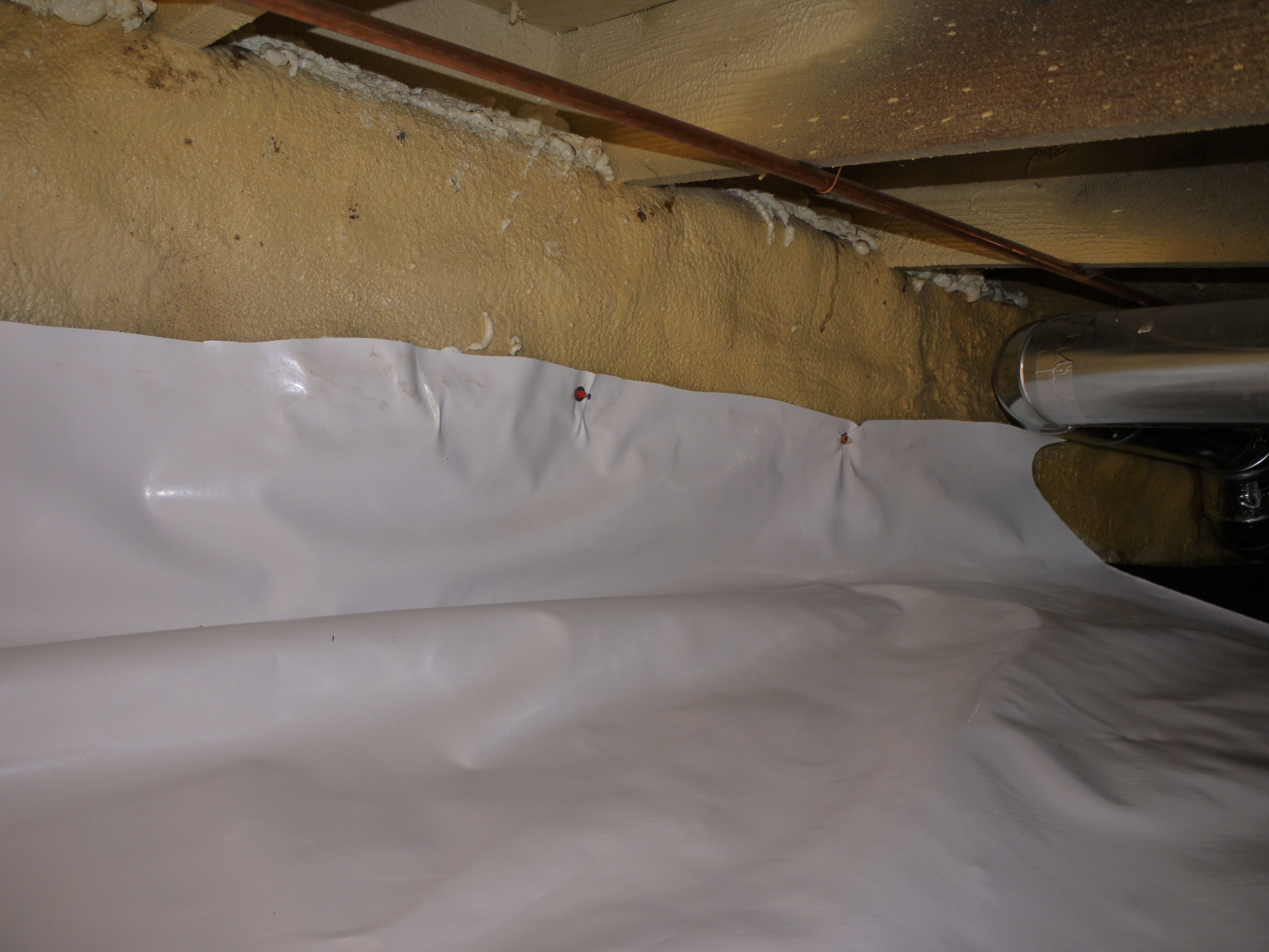crawl barrier vapor space diy attached cabin walls moisture ramset nails install powder cabindiy